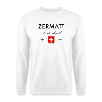 Zermatt Schweiz Koordinaten Reise Souvenir - Unisex Pullover - Weiß - Vorne