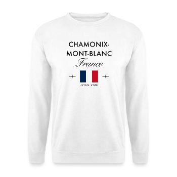 Chamonix Mont Blanc Frankreich Koordinaten Reise - Unisex Pullover - Weiß - Vorne
