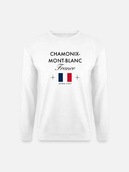 Chamonix Mont Blanc Frankreich Koordinaten Reise - Unisex Pullover - Weiß