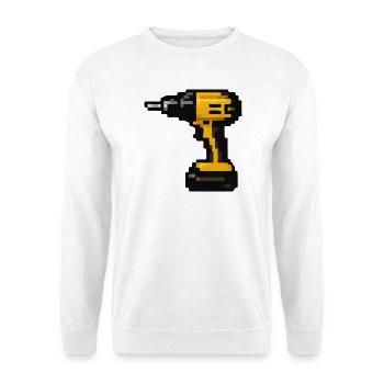 Pixel-Bohrer Retro-Werkzeug-Design - Unisex Pullover - Weiß - Vorne
