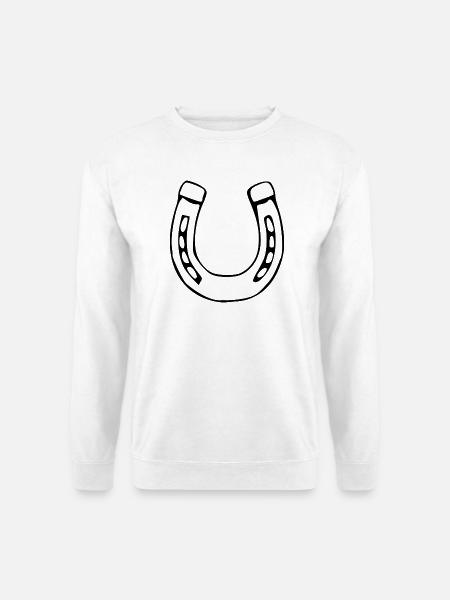 Hufeisen Glück Pferd reiten Geschenk Reiter - Unisex Pullover - Weiß