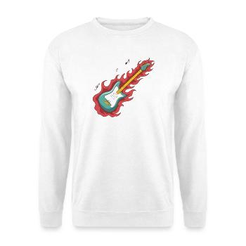 Guitar On Fire Funny Gift T-Shirt - Unisex Sweatshirt - white - Front