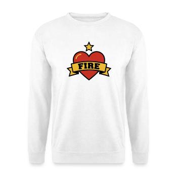Feuerwehr Herz Fire Wappen - Unisex Pullover - Weiß - Vorne