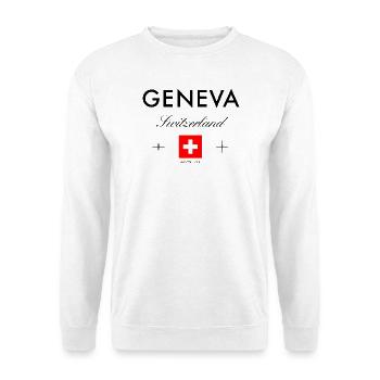 Genf Schweiz Koordinaten Reise Souvenir - Unisex Pullover - Weiß - Vorne