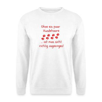 OHNE HUNDEHAARE, HUND, DOGLOVER, TIERLIEBE, HUNDE - Unisex Pullover - Weiß - Vorne - Alina (178cm) & Michal (187cm)