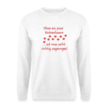 OHNE KATZENHAARE, KATZE, CATLOVER, KATZEN, CAT - Unisex Pullover - Weiß - Vorne - Alina (178cm) & Michal (187cm)