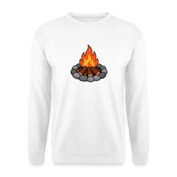 Lagerfeuer Illustration mit Holzstämmen - Unisex Pullover - Weiß - Vorne