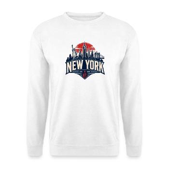 New York Skyline Retro Grafik - Unisex Pullover - Weiß - Vorne