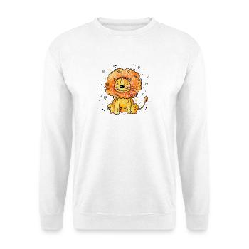 Doodle-Löwe im Orangen Fell - Unisex Pullover - Weiß - Vorne