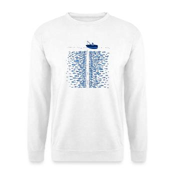 Vintage Men's Fisherman in Boat T-Shirt - Unisex Sweatshirt - white - Front