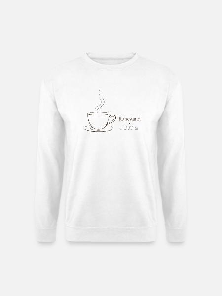 Ruhestand – Filigraner Text & Kaffeetasse Design - Unisex Pullover - Weiß