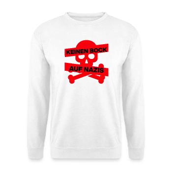 KEINEN BOCK AUF NAZIS, NO NZS, NO AFD, ROT - Unisex Pullover - Weiß - Vorne - Alina (178cm) & Michal (187cm)
