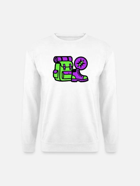 Hiking Backpack Compass Graphic - Unisex Sweatshirt - white