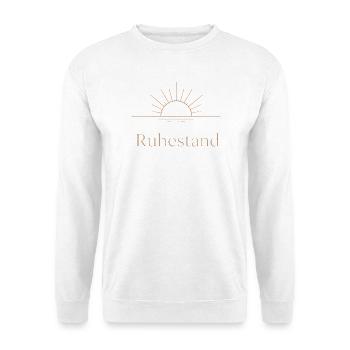 Goldener Ruhestand – Filigrane Buchstaben & Sonne - Unisex Pullover - Weiß - Vorne
