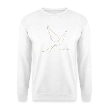 Goldene Freiheit – Filigrane Buchstaben & Taube - Unisex Pullover - Weiß - Vorne