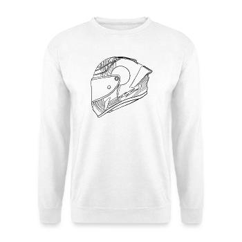 Schwarz Helm - Visier  - Unisex Pullover - Weiß - Vorne