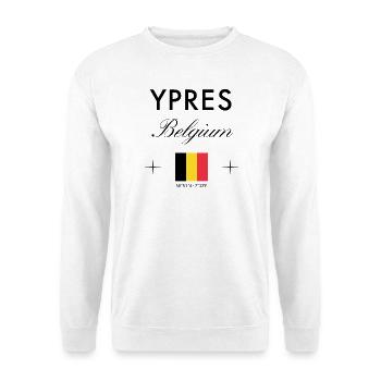 Ypres, Belgique, coordonnées Souvenir de voyage - Sweat-shirt Unisexe - blanc - Devant