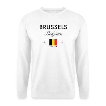 Bruessel Belgien Koordinaten Reise Souvenir - Unisex Pullover - Weiß - Vorne