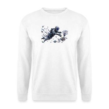 Florale Astronautin im Flug Aquarell - Unisex Pullover - Weiß - Vorne