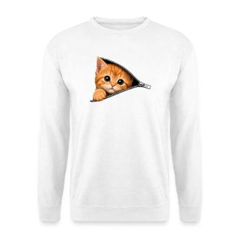 Cute Kitten Zipper Cat - Unisex Sweatshirt - white - Front