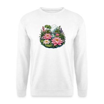 Lilienteich im Waldidyll - Unisex Pullover - Weiß - Vorne