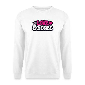 Love Science Schriftzug Logo - Unisex Pullover - Weiß - Vorne
