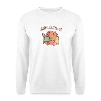 Süßes Capybara liest ein Buch – Entspann dich und lies - Unisex Pullover - Weiß - Vorne