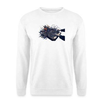 Abstrakte florale Tastatur und Klangenergie - Unisex Pullover - Weiß - Vorne