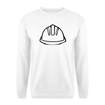 Bauhelm schwarz Bauherr Richtfest Geschenk Einzug - Unisex Pullover - Weiß - Vorne - Alina (178cm) & Michal (187cm)