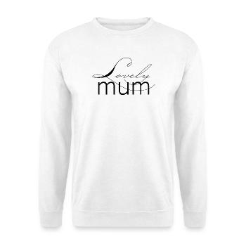 Schriftzug Lovely Mum für die liebevolle Mutter - Unisex Pullover - Weiß - Vorne