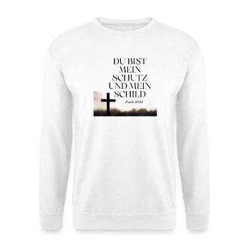 Du bist mein Schutz und Schild – Psalm 119 - Unisex Pullover - Weiß - Vorne