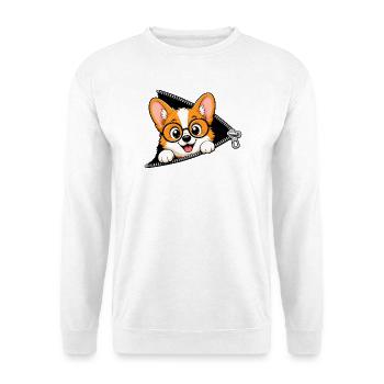 Corgi Hund Reißverschluss - Unisex Pullover - Weiß - Vorne