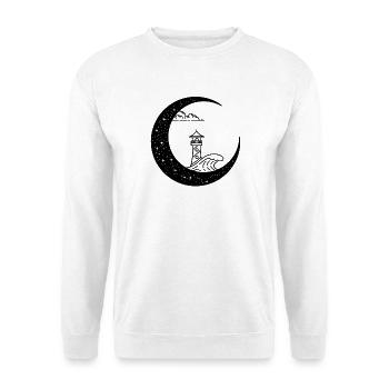 Leuchtturm in der Mondsichel - Unisex Pullover - Weiß - Vorne