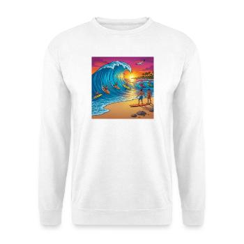 Welle beim Sonnenuntergang - Unisex Pullover - Weiß - Vorne