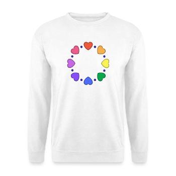 Bunter Herzkreis aus Herzen - Unisex Pullover - Weiß - Vorne