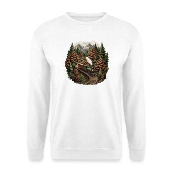 Locomotive à vapeur ferroviaire forestière dans la forêt montagneuse - Sweat-shirt Unisexe - blanc - Devant