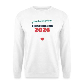 Einschulung 2026 Familie - Schulkind Geschenk Schu - Unisex Pullover - Weiß - Vorne - Alina (178cm) & Michal (187cm)