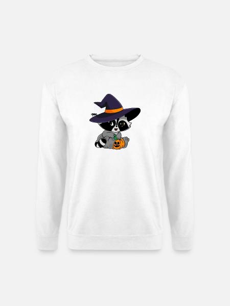 Snuggles der Waschbär im Halloweenkostüm. - Unisex Pullover - Weiß