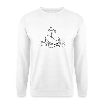 Whale One Line Water Fountain Sea Motif - Unisex Sweatshirt - white - Front