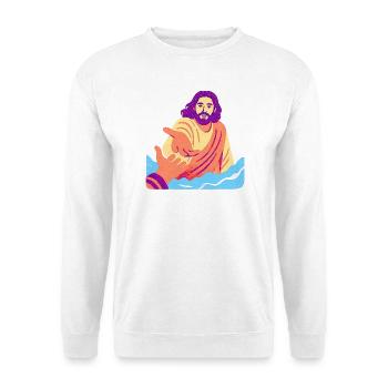 Jesus – Retro Pop Art - Unisex Pullover - Weiß - Vorne