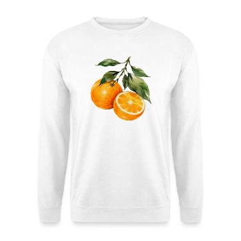 Orangen Aquarell Obstzweig - Unisex Pullover - Weiß - Vorne