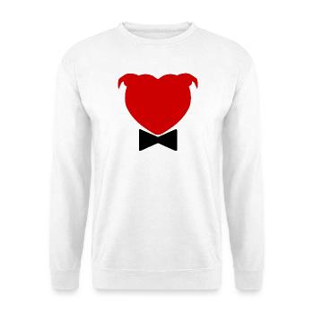 Herzkopf und Fliege – 029 - Unisex Pullover - Weiß - Vorne