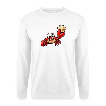Krebs mit Muschel - Unisex Pullover - Weiß - Vorne