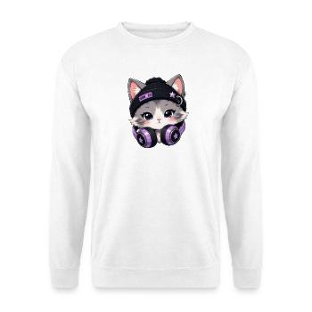 Purple DJ Cat with Headphones - Unisex Sweatshirt - white - Front