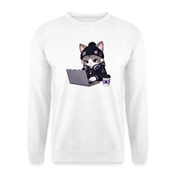 Lila und schwarze Coder-Katze - Unisex Pullover - Weiß - Vorne