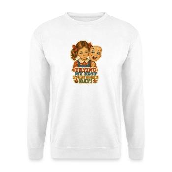 Vintage Sad Girl Hiding Behind Smile Mask - Unisex Sweatshirt - white - Front