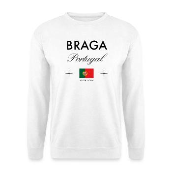 Braga Portugal Koordinaten Reise Souvenir - Unisex Pullover - Weiß - Vorne