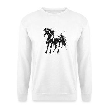Pferdeschwarzer Farbspritzer - Unisex Pullover - Weiß - Vorne