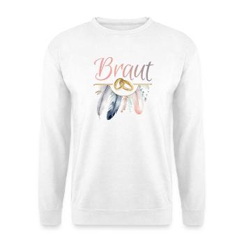 Braut Goldringe Federn JGA Junggesellenabschied - Unisex Pullover - Weiß - Vorne