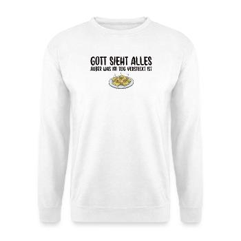 Maultaschen Gott sieht alles Schwäbisch - Unisex Pullover - Weiß - Vorne